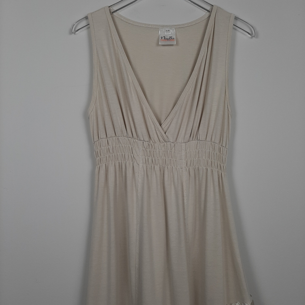 Noelle Lagenlook Tan and Cream Midi To Maxi Dress Size Medium - Picture 7 of 15
